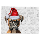 Funny Christmas Dog Boxer Lover Woof Words Holiday Große Geschenktüte (Rückseite)