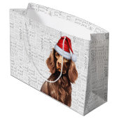 Funny Christmas Dog Boykin Spaniel Holiday Große Geschenktüte (Rückseite Schrägansicht)