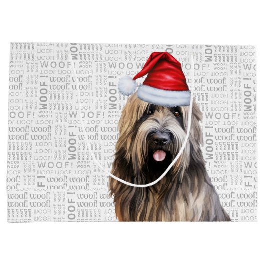 Funny Christmas Dog Briard Shepherd Holiday Große Geschenktüte (Rückseite)