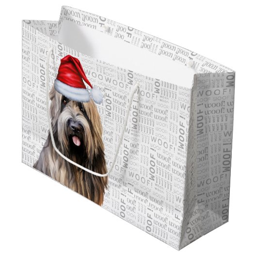 Funny Christmas Dog Briard Shepherd Holiday Große Geschenktüte (Vorderseite Schrägansicht)
