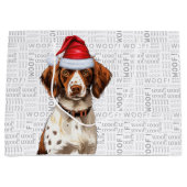 Funny Christmas Dog Brittany Spaniel Holiday Große Geschenktüte (Vorderseite)
