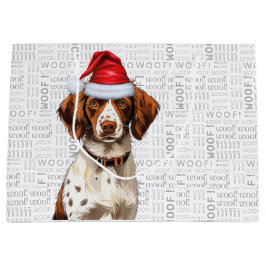 Funny Christmas Dog Brittany Spaniel Holiday Große Geschenktüte