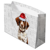 Funny Christmas Dog Brittany Spaniel Holiday Große Geschenktüte (Rückseite Schrägansicht)