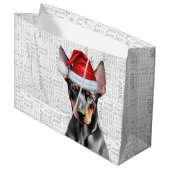 Funny Christmas Dog Doberman Pinscher Woof Words Große Geschenktüte (Vorderseite Schrägansicht)