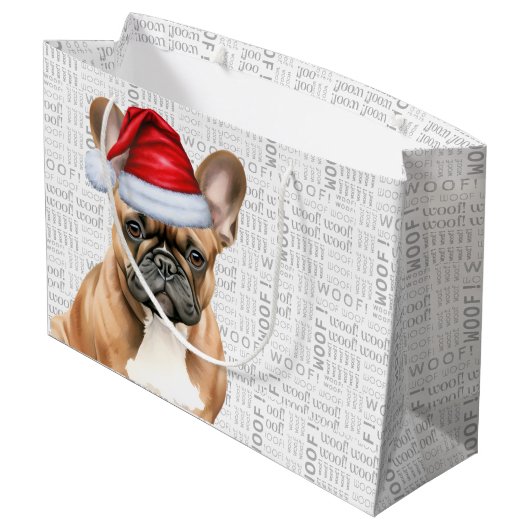 Funny Christmas Dog Frenchie Lover Holiday Große Geschenktüte (Rückseite Schrägansicht)