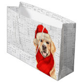 Funny Christmas Dog Golden Retriever Lover Große Geschenktüte (Vorderseite Schrägansicht)