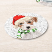 Funny Christmas Dog Jack Russell Terrier Breed Runder Pappuntersetzer (Angewinkelt)