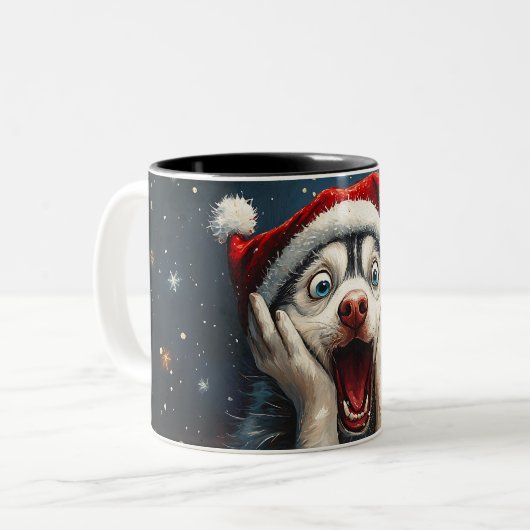 Funny Christmas dog Mugs Wird Merry Christmas Mug Zweifarbige Tasse (Vorderseite Links)