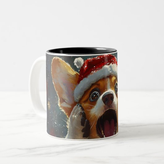 Funny Christmas dog Mugs Wird Merry Christmas Mug Zweifarbige Tasse (Vorderseite Links)