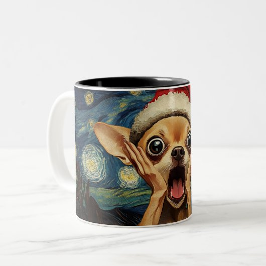 Funny Christmas dog Mugs Wird Merry Christmas Mug Zweifarbige Tasse (Vorderseite Links)