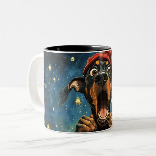 Funny Christmas dog Mugs Wird Merry Christmas Mug Zweifarbige Tasse (Vorderseite Links)