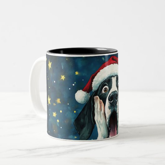 Funny Christmas dog Mugs Wird Merry Christmas Mug Zweifarbige Tasse (Vorderseite Links)