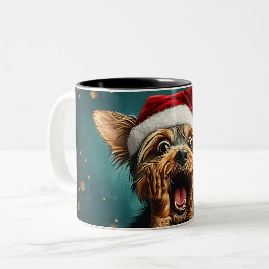 Funny Christmas dog Mugs Wird Merry Christmas Mug Zweifarbige Tasse (Vorderseite Links)
