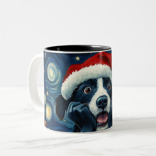 Funny Christmas dog Mugs Wird Merry Christmas Mug Zweifarbige Tasse (Vorderseite Links)