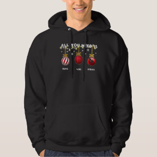 Funny Christmas Dog Peace Liebe Pitbull Lover Hoodie