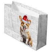 Funny Christmas Dog Pembroke Welsh Corgi Holiday Große Geschenktüte (Vorderseite Schrägansicht)