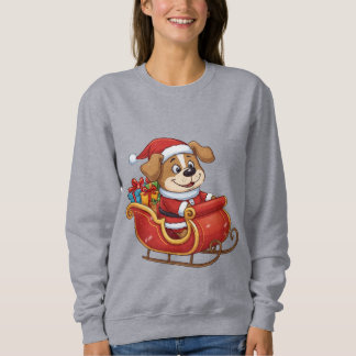 Funny Christmas Dog T-Shirt | Cute Santa Sleigh  Sweatshirt
