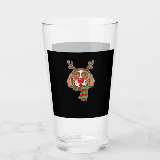 Funny Christmas Dog Xmas Reindeer Beagle Holiday G Glas (Vorderseite)