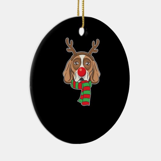 Funny Christmas Dog Xmas Reindeer Beagle Holiday G Keramik Ornament (Rechts)