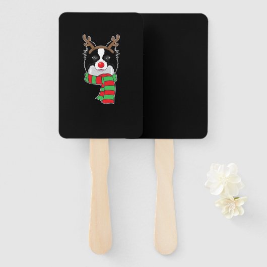 Funny Christmas Dog Xmas Reindeer Border Collie Ho Fächer (Vorne und Hinten)
