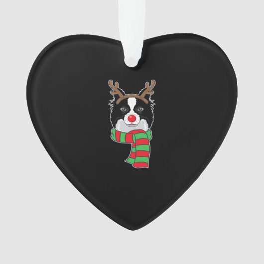Funny Christmas Dog Xmas Reindeer Border Collie Ho Ornament (Vorderseite)