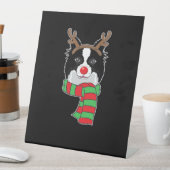 Funny Christmas Dog Xmas Reindeer Border Collie Ho Sockelschild (In Situ)