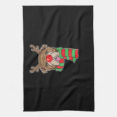 Funny Christmas Dog Xmas Reindeer Bulldog Holiday Geschirrtuch (Vertikal)