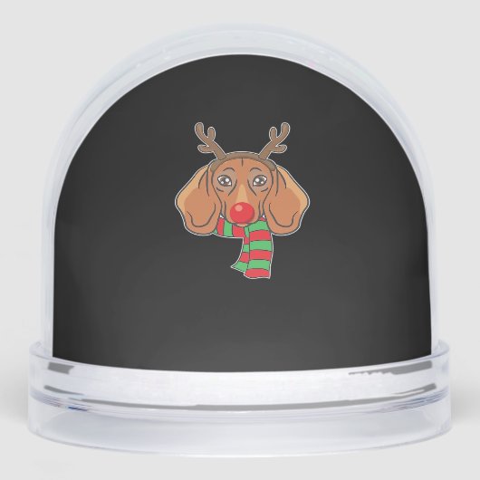 Funny Christmas Dog Xmas Reindeer Dachshund Holida Schneekugeln (Vorderseite)