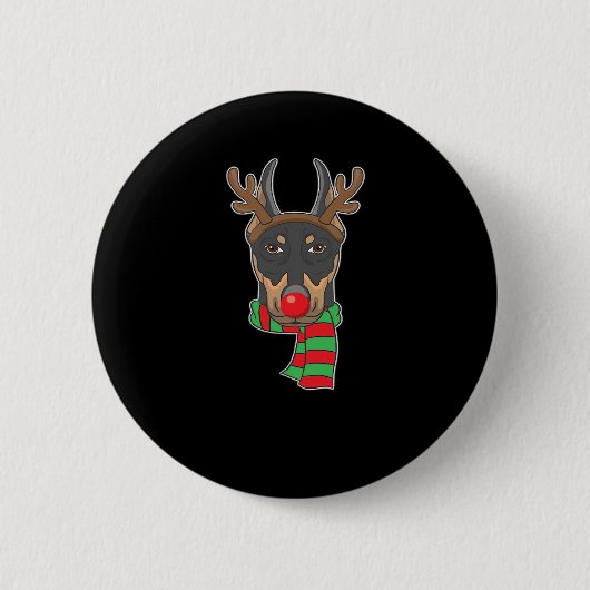 Funny Christmas Dog Xmas Reindeer Doberman Holiday Button (Vorderseite)