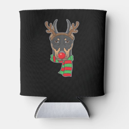Funny Christmas Dog Xmas Reindeer Doberman Holiday Dosenkühler (Vorderseite)