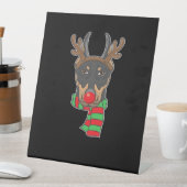 Funny Christmas Dog Xmas Reindeer Doberman Holiday Sockelschild (In Situ)