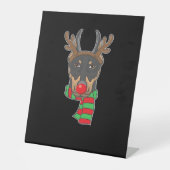 Funny Christmas Dog Xmas Reindeer Doberman Holiday Sockelschild (Vorderseite)