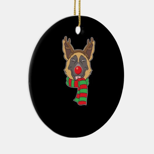 Funny Christmas Dog Xmas Reindeer German Shepherd Keramik Ornament (Rechts)