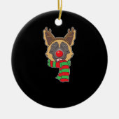 Funny Christmas Dog Xmas Reindeer German Shepherd Keramik Ornament (Vorne)
