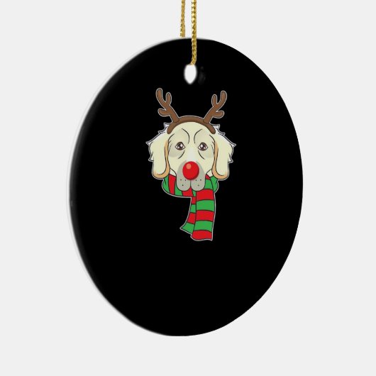 Funny Christmas Dog Xmas Reindeer Golden Retriever Keramik Ornament (Rechts)