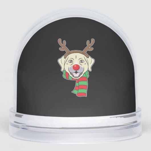 Funny Christmas Dog Xmas Reindeer Labrador Holiday Schneekugeln (Vorderseite)