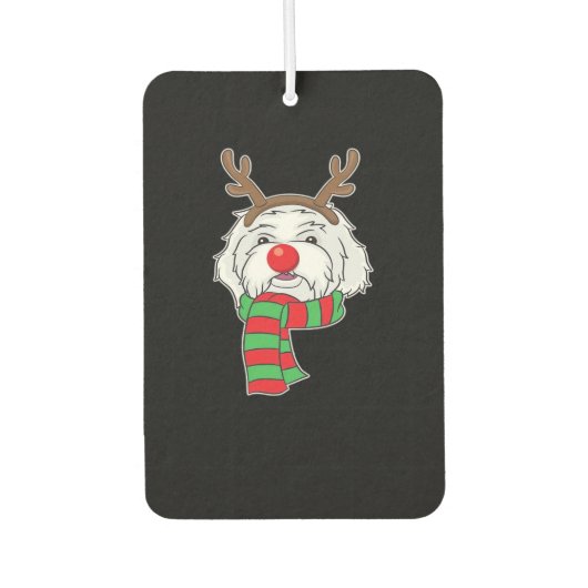 Funny Christmas Dog Xmas Reindeer Maltese Dog Holi Autolufterfrischer (Vorderseite)