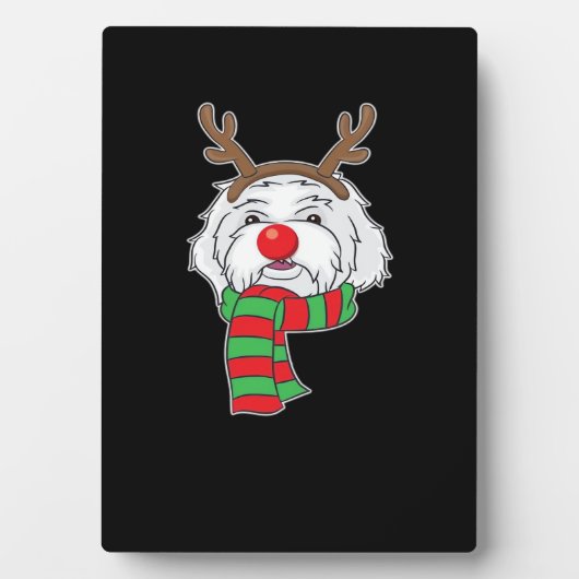 Funny Christmas Dog Xmas Reindeer Maltese Dog Holi Fotoplatte (Vorderseite)