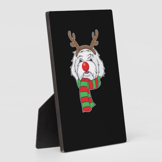 Funny Christmas Dog Xmas Reindeer Maltese Dog Holi Fotoplatte (Seite)