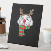 Funny Christmas Dog Xmas Reindeer Maltese Dog Holi Sockelschild (In Situ)