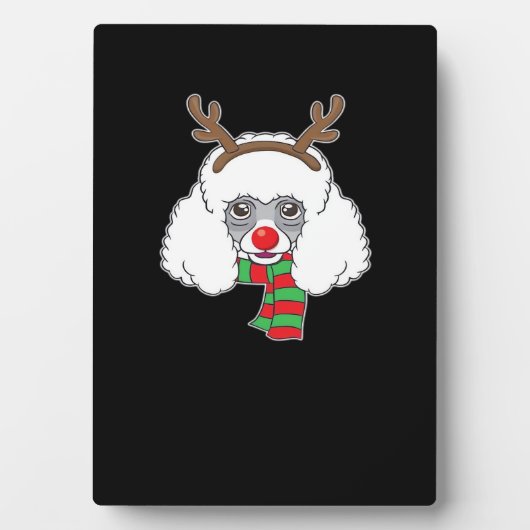 Funny Christmas Dog Xmas Reindeer Poodle Holiday S Fotoplatte (Vorderseite)