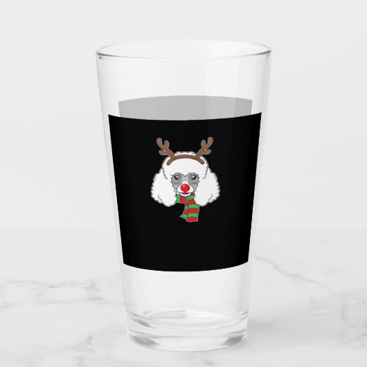 Funny Christmas Dog Xmas Reindeer Poodle Holiday S Glas (Vorderseite)