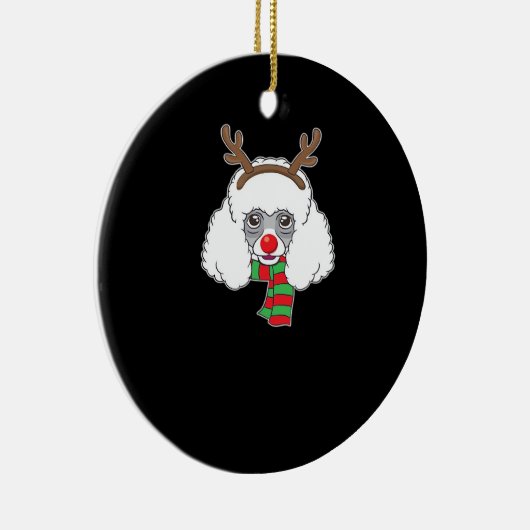 Funny Christmas Dog Xmas Reindeer Poodle Holiday S Keramik Ornament (Rechts)