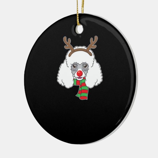Funny Christmas Dog Xmas Reindeer Poodle Holiday S Keramik Ornament (Links)
