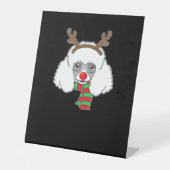 Funny Christmas Dog Xmas Reindeer Poodle Holiday S Sockelschild (Vorderseite)