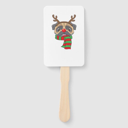 Funny Christmas Dog Xmas Reindeer Pug Holiday Gift Fächer (Vorderseite)