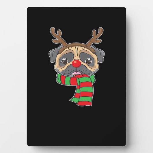 Funny Christmas Dog Xmas Reindeer Pug Holiday Gift Fotoplatte (Vorderseite)