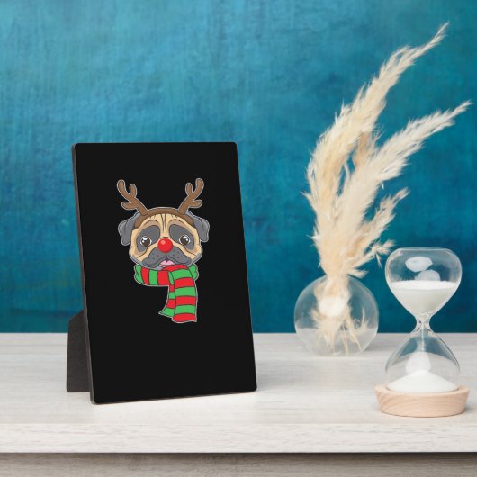 Funny Christmas Dog Xmas Reindeer Pug Holiday Gift Fotoplatte (Seite)
