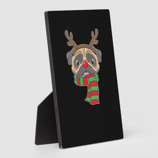 Funny Christmas Dog Xmas Reindeer Pug Holiday Gift Fotoplatte (Seite)
