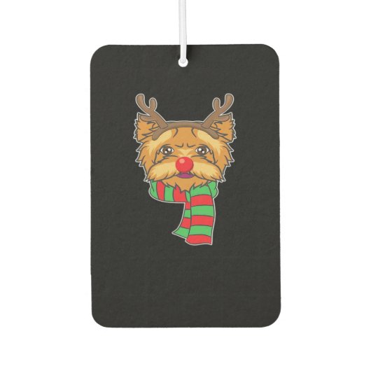 Funny Christmas Dog Xmas Reindeer Yorkshire Holida Autolufterfrischer (Vorderseite)